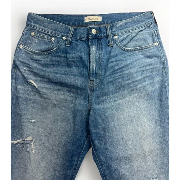 Madewell Perfect Vintage Jeans Womens 32 High‎ Rise Distressed Straight Denim - Picture 3 of 13